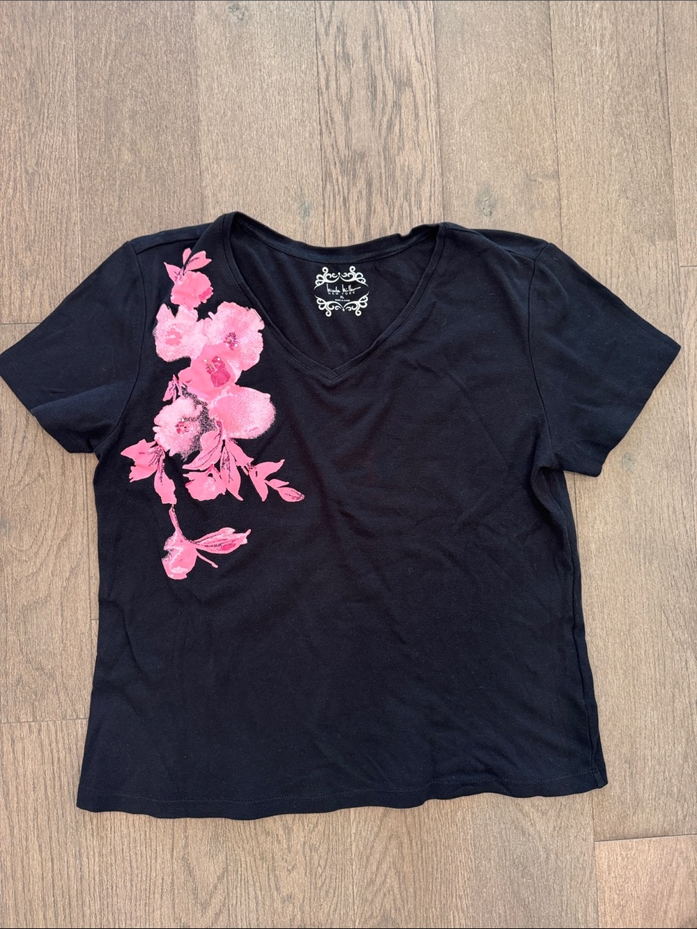 Nicole Miller Vibrant Bright Floral Black Short Sleeve Casual Shirt Women’s XL